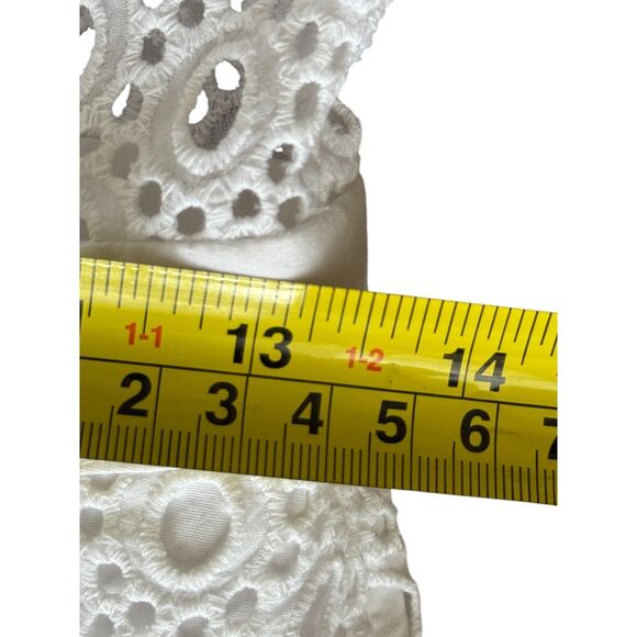 Guess White Eyelet Lace Cutout Sleeveless Summer Fit and Flair Cotton Dress Sz 6 - Picture 14 of 16